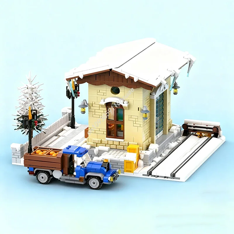 1573pcs MOC Winter Dorp Spoorwegmagazijn Model Bouwstenen Architectuur Creatieve Kinderen Onderwijs Speelgoed Kerstcadeaus