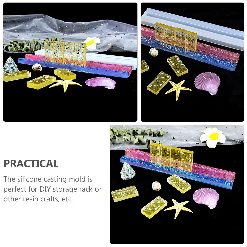 

2 Pcs Domino Bracket Mold Dominoes Manual Silicone Game and Tray Silica Gel Holder Child Holders