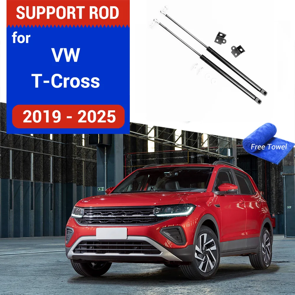 Car Bonnet Cover Hood No Drilling/Welding Support Spring Shock Bracket Strut Bars Hydraulic Rod for VW T-cross Tcross 2019-2025