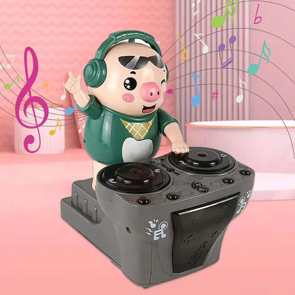 Rock DJ Pig Disc Electric Sounding Dancing Flashing Musical Learning Puzzle Audiovisual Toys For Children Fangle Souvenir Gift