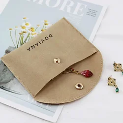 Ivory Velvet Envelope Pouch Necklace Bijoux Jewelry Gift Bags Custom Flannel Suede packaging with logo