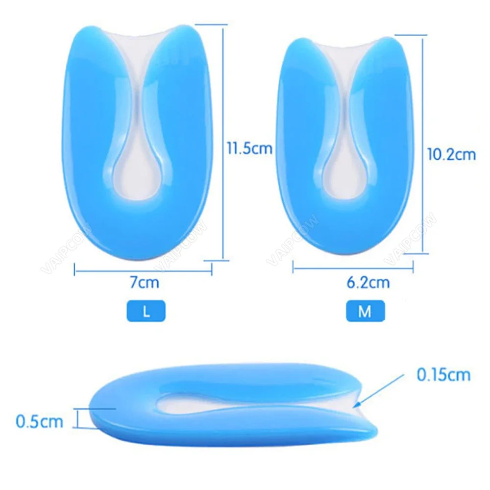 Silicone Gel Insoles Heel Cushion Soles Relieve Foot Pain Plantar Fasciitis Protectors Spur Support Shoe Pad Feet Care Inserts