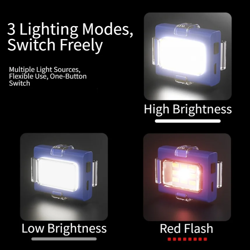 Rechargeable LED Headlamp Multifunctional Waterproof Running Fishing Camping Light With Red Strobe Mode For Outdoor Sports Gear