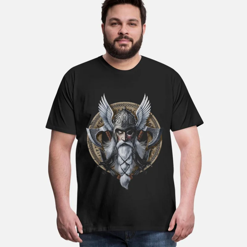 

Viking Warrior God Odin 0414 Nordic Gift T-Shirt Viking Runes Norse Myths Graphic clothes All size tops S-6XL