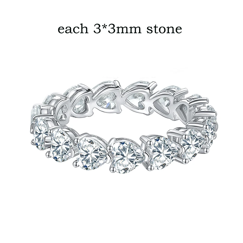 Women 3‑4mm Heart Cut D‑Color VVS1 Moissanite Promise Band Ring S925 Sterling Silver GRA Certified Pass Diamond Tester Luxury Bridal Wedding Fine Jewelry Gift For Her view 5
