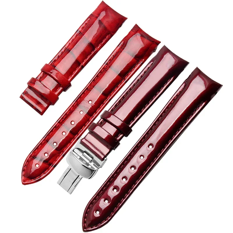 Genuine Leather Watch Strap for Tissot 1853 Couturier T035 Women\'s T035210 Cool Picture Glossy Watch Band Accessories 18mm