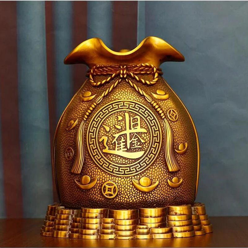 

Pure copper piggy bank, living room, attracting wealth and treasures, piggy bank, lucky bag, piggy bank, and treasure bowl orna