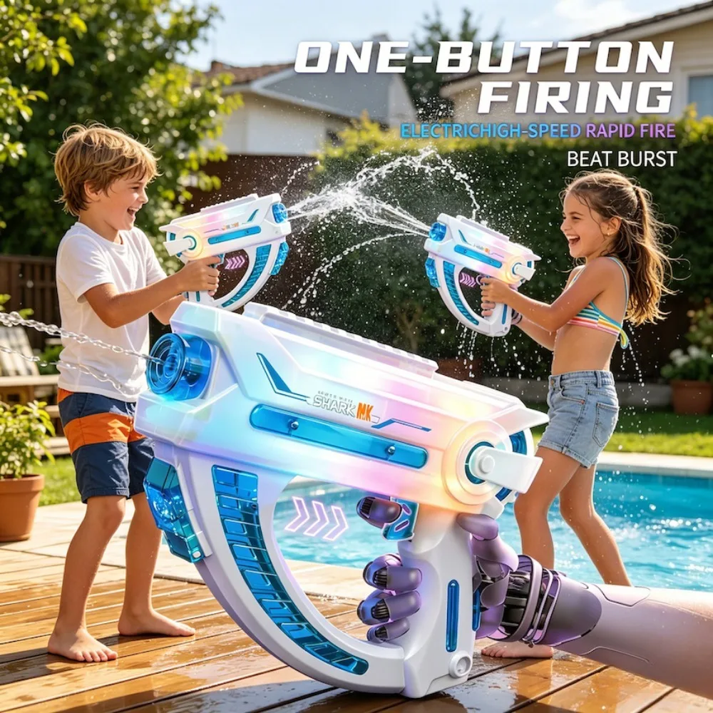 

Summer Outdoor Party Game Children Electric Water Gun Toy with Light Automatic Continuous Shooting Water Games for Children Gift