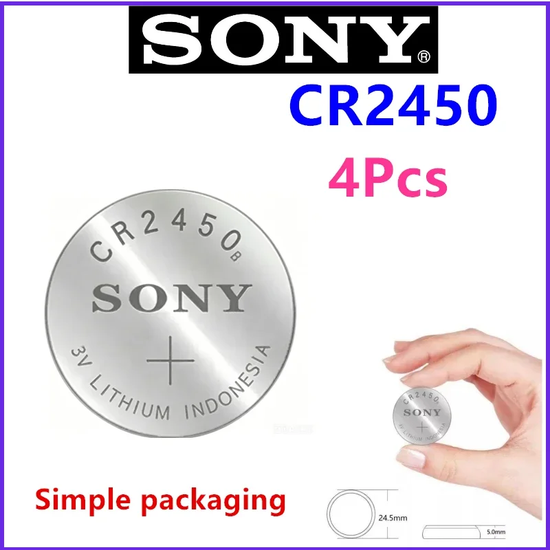 4Pcs Original SONY CR2450 Batteries For Remote Control WatchToys LED Light Button Coin Cell DL2050 BR2450 LM2450 KCR5029 5029LC