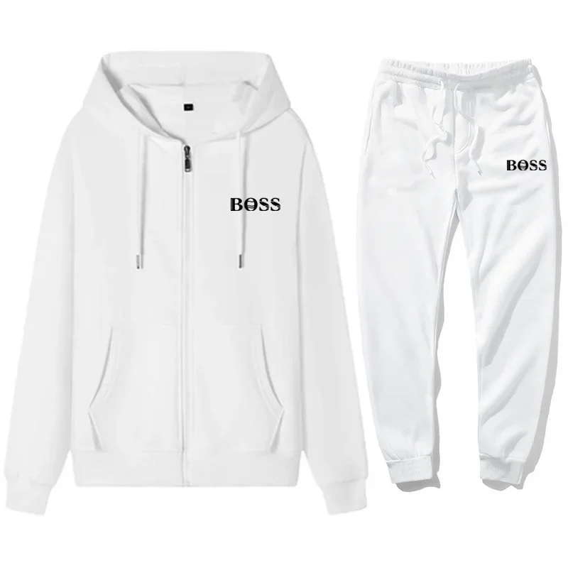 Men's Fashion Casual Zipper Sportswear Outdoor Fitness Jogging Hoodie Set Sports Luxury Hoodie+Pants Set Clothing