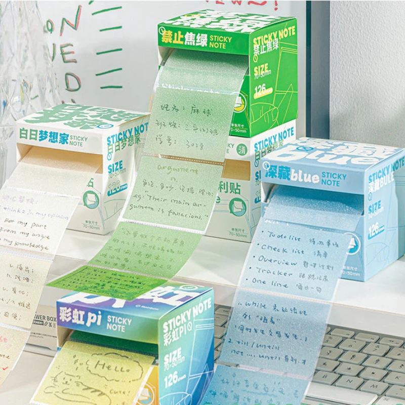 

126 листов/набор, перламутровый градиент цвета, липкая заметка, прозрачные клавиши, блокнот со словами, водонепроницаемая бумага для записей знаний, студенческая бумага