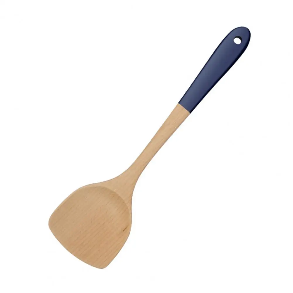 Fried Spatula Long Handle Heat Resistant Non-stick Beech Wooden Cooking Rice Spatula Soup Spoon for Kitchen