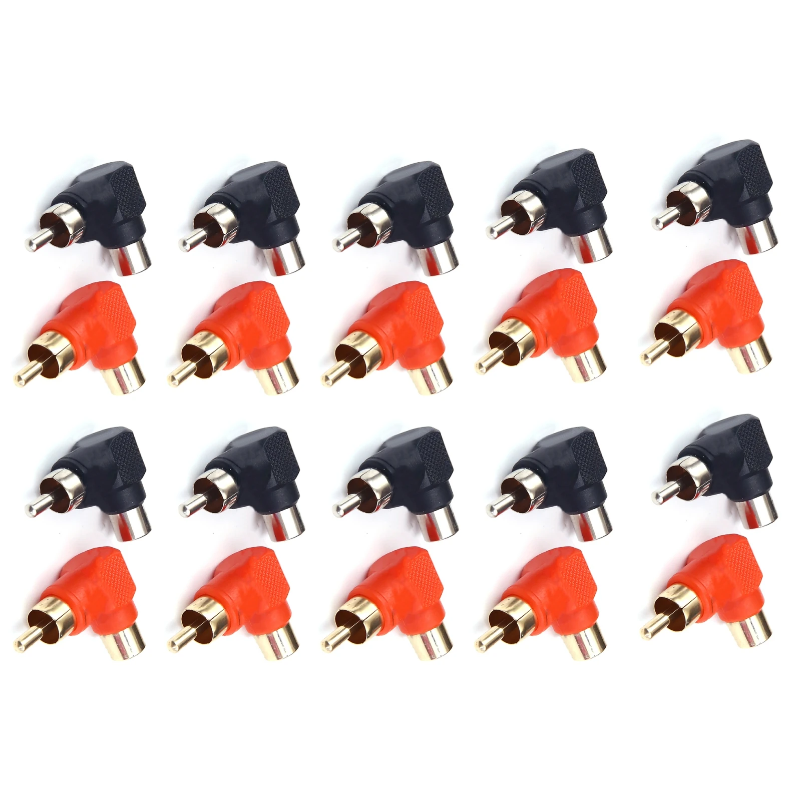 10Pcs New RCA Right Angle Connector Plug Durable 90 Degree Elbow Male To Female RCA Adapters Replacement Accessories