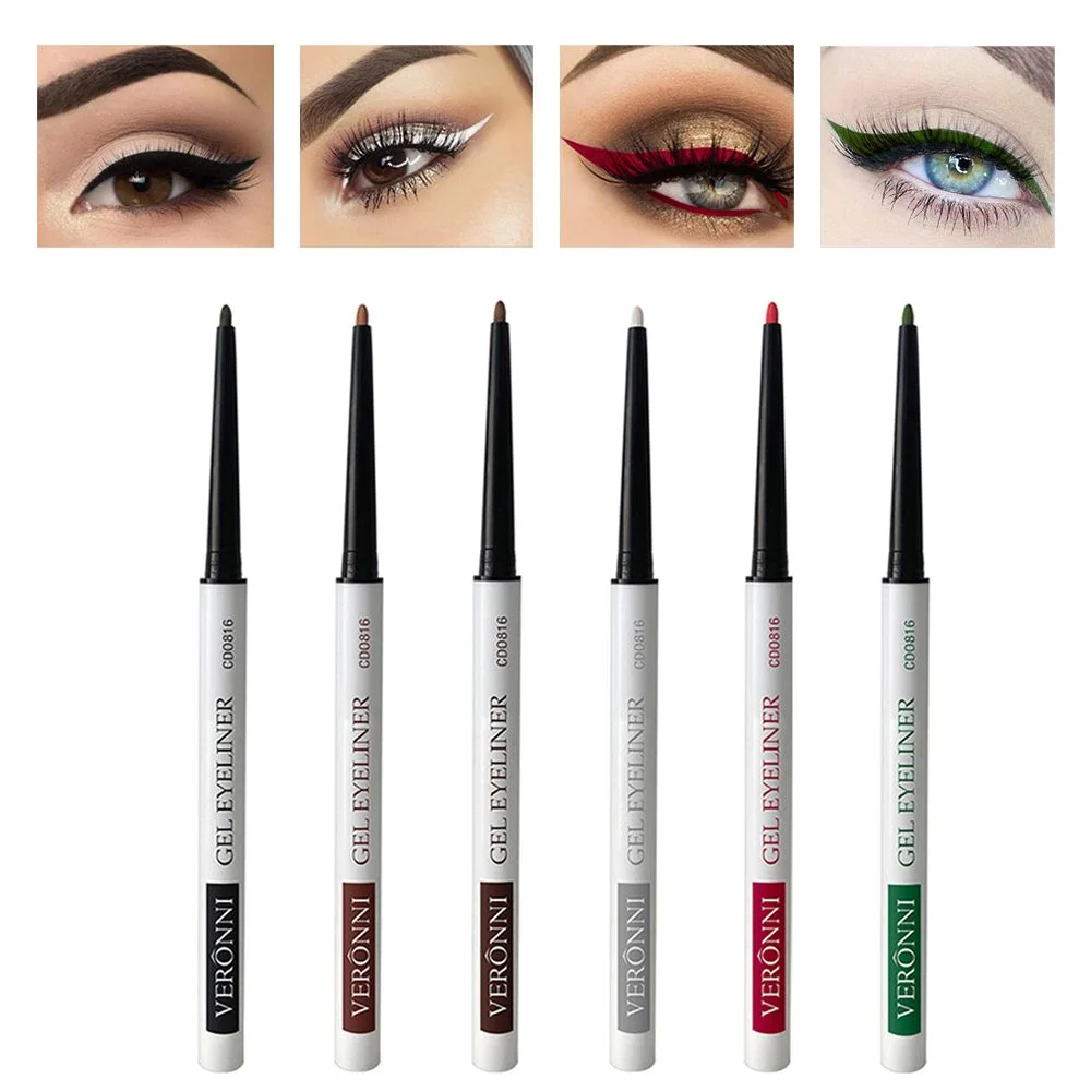 6 Kleur Ultra-Dunne Waterdichte Vloeibare Eyeliner Make-Up Voor Vrouwen Snel Droog Gladde Eyeliner Lange Laatste Onderste Wimper Pen Cosmetica