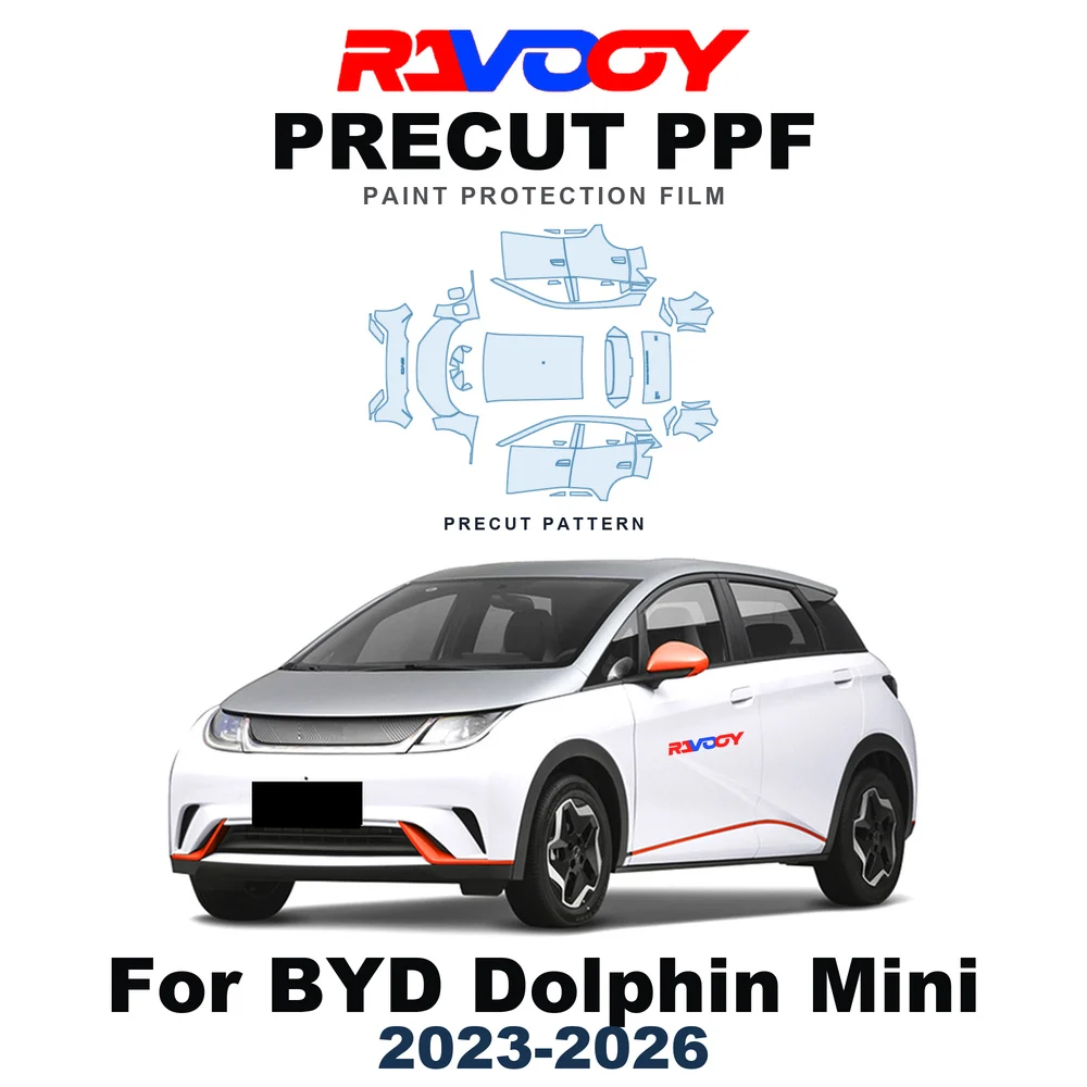 Precut PPF For BYD Dolphin Mini Base 2023-2026 8.5mil TPU Paint Protection Film Hood Bonnet Bumper Self-Healing Clear Kit Roof