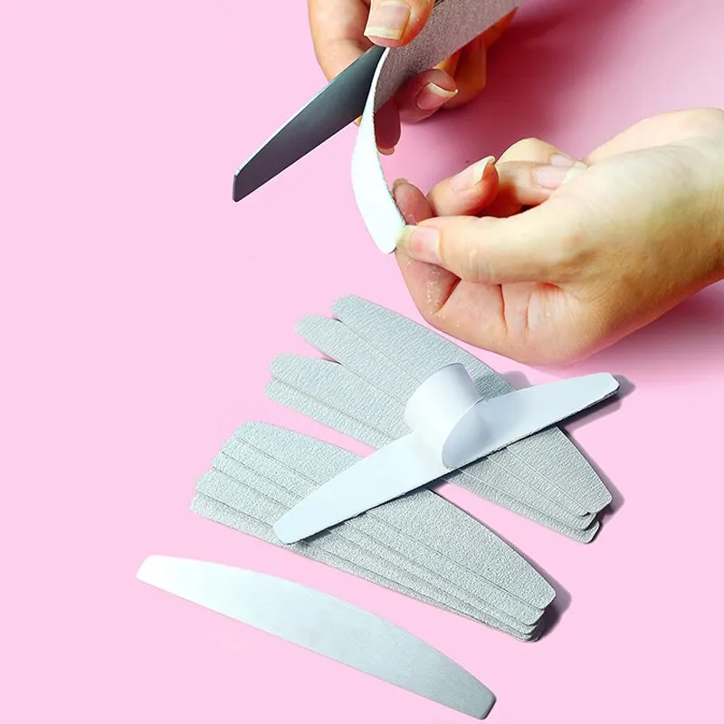 ملفات أظافر بديلة 80/، أوسادات رملي نصف قمر رملي مع مقبض معدني ، ملفات متينة قابلة للإزالة