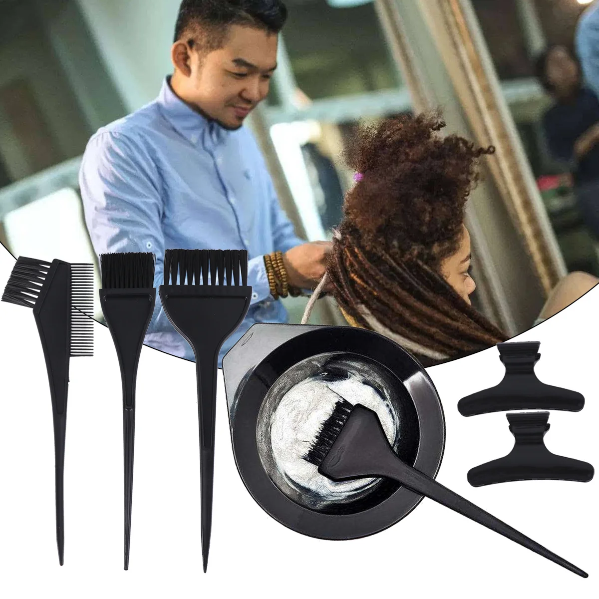 

9Pcs Hair Tinting Tools Kit Durable Hair Dye Set Professional Salon Coloring Brushes Bowl Clips for Home and Salon Use