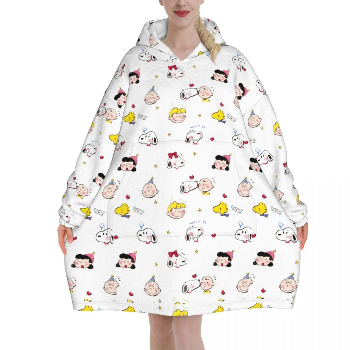 

Oversized Snoopys Cute Dogs Woodstock Wearable Blanket Gifts for Women Men Ultrasoft Plush Warm Sweatshirt Blankets With Pocket
