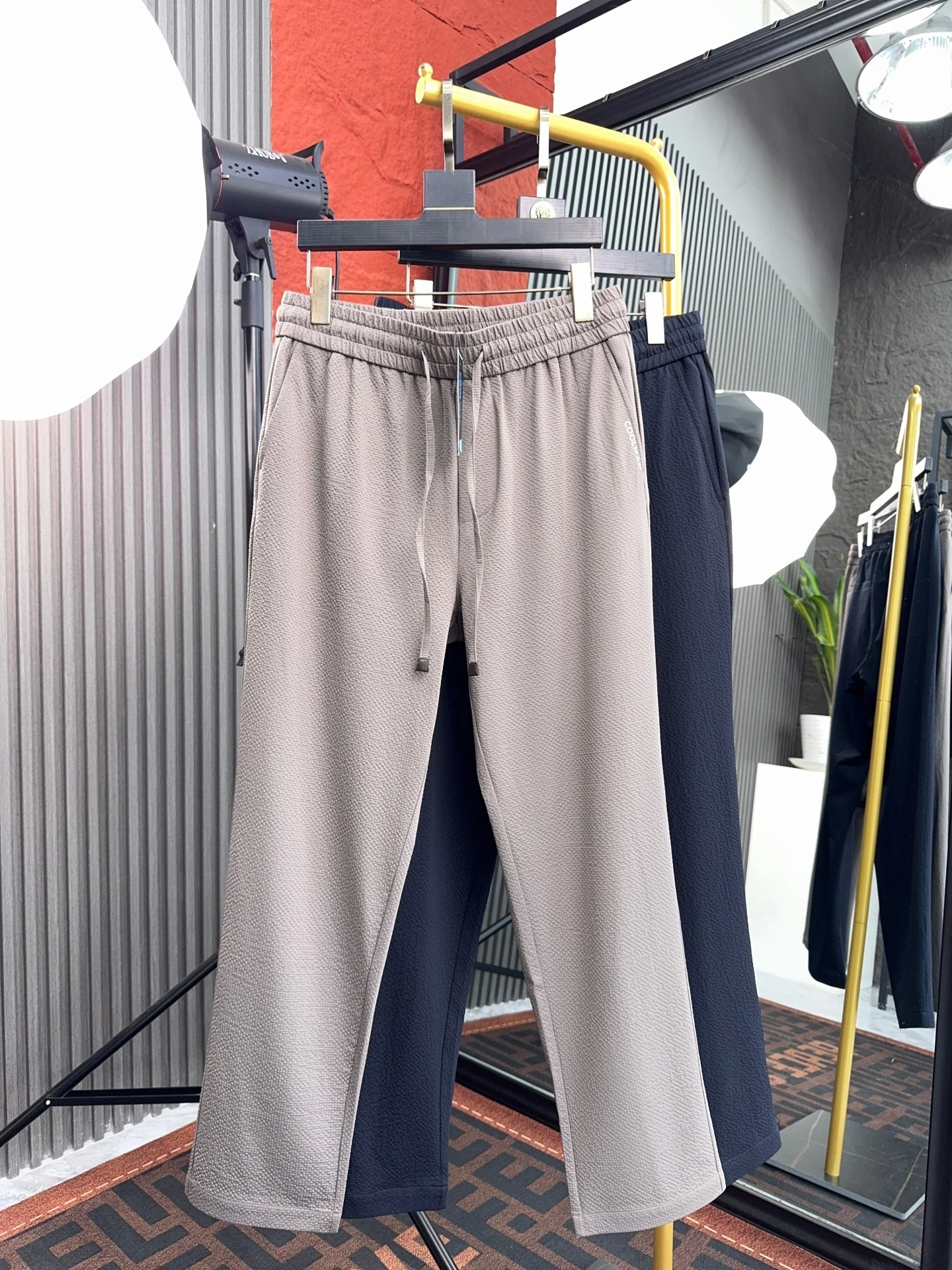 Comfortable Coolmax Series Men's Straight Leg Casual Pants Breathable High Waist Elastic Waistband Summer High Ceiling Design