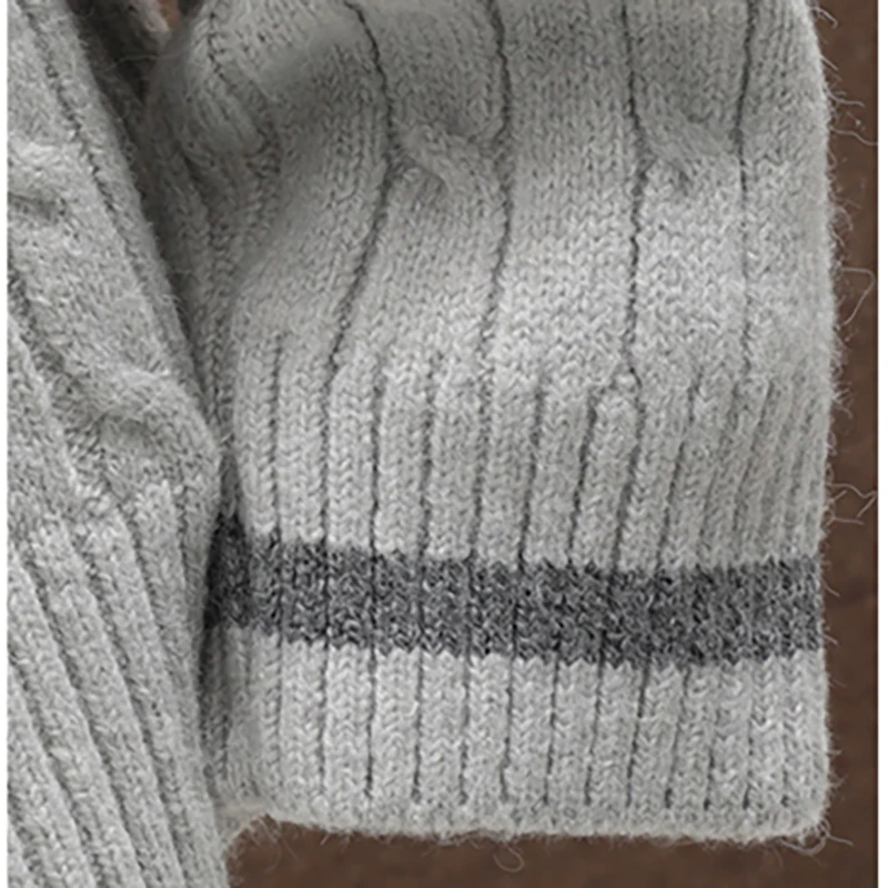 メンズカジュアルVネックケーブルニットカーディガン、コントラストトリムディテール付きボタンダウンセータージャケット、冬のカジュアルに柔らかく暖かい