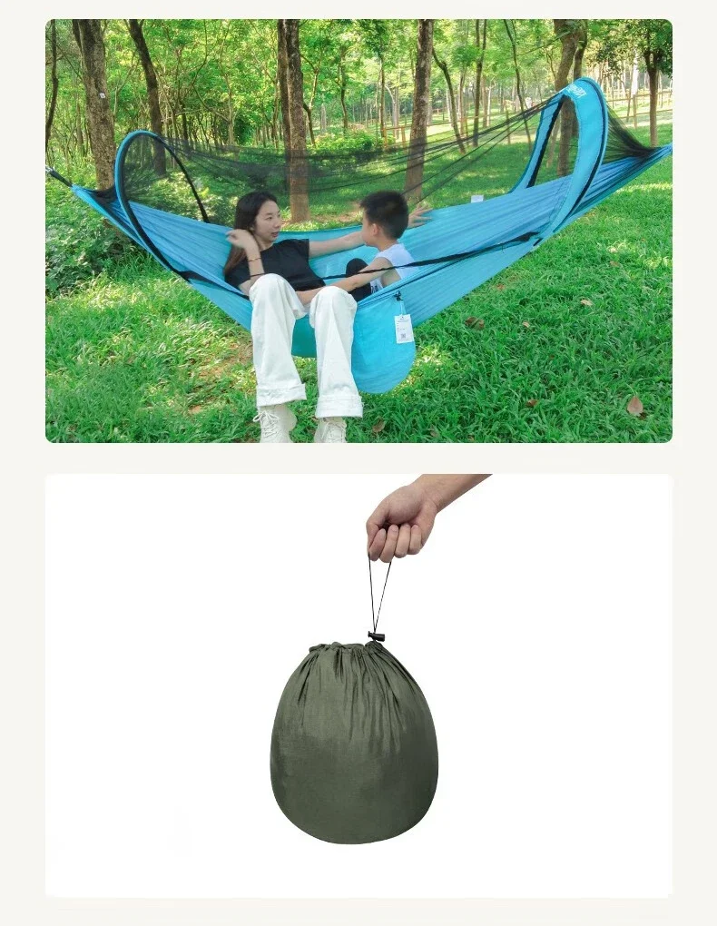 Rede de náilon para acampamento ao ar livre, único, duplo, automático, pólo de abertura rápida, rede mosquiteira, abertura rápida, rede mosquiteira