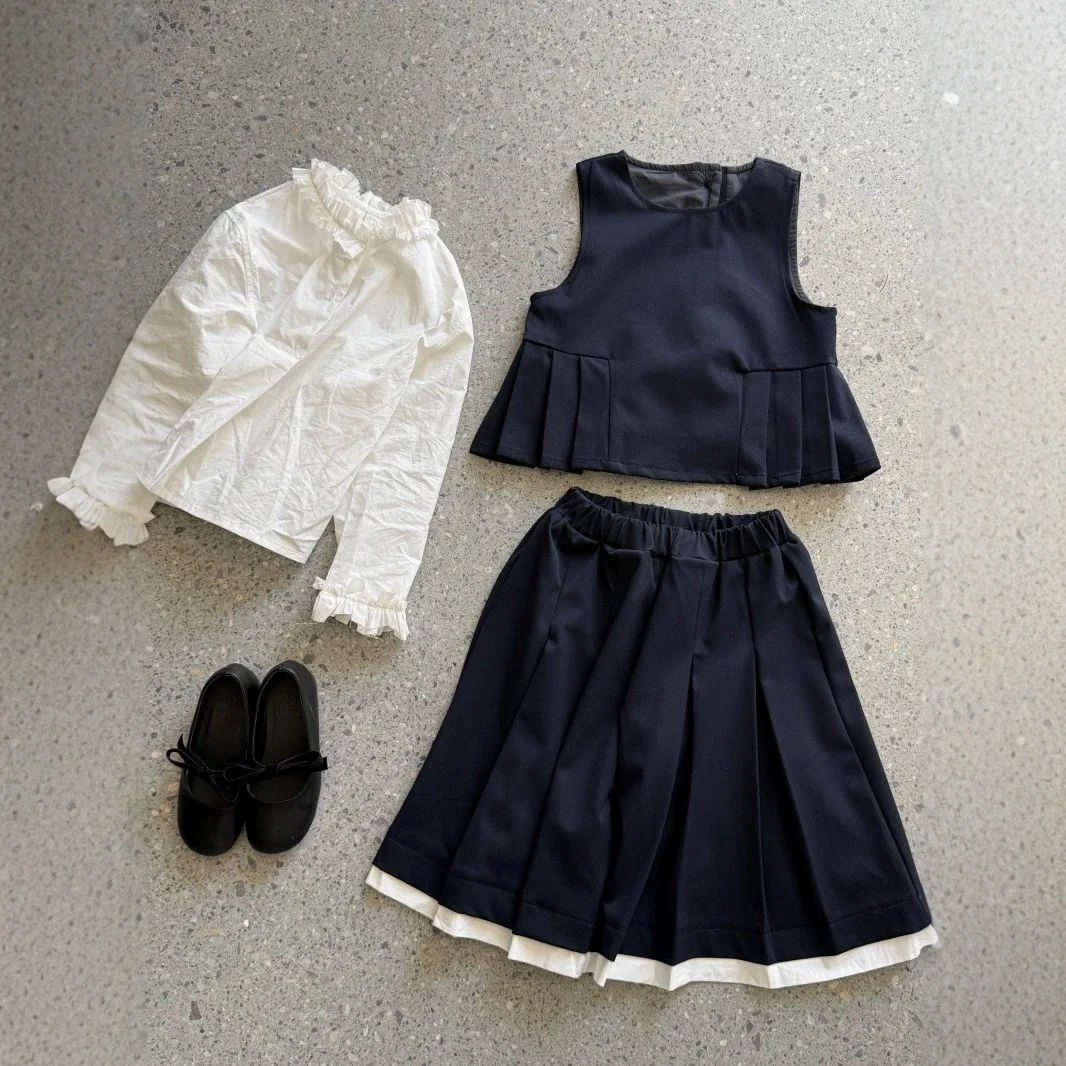 Girls Suit 2026 Autumn and Winter New Childrens Clothes Girls Baby College Atmosphere Quality Vest Seven Minute Pants Two Sets
