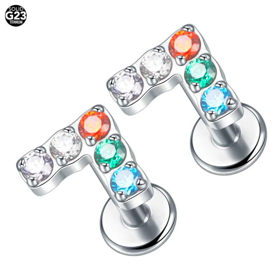 1/5PCS Titanium 16G Marquise CZ Leaf Cartilage Earring Stud Butterfly Helix Conch Flat Back Rook Tragus Lip Piercings Jewelry