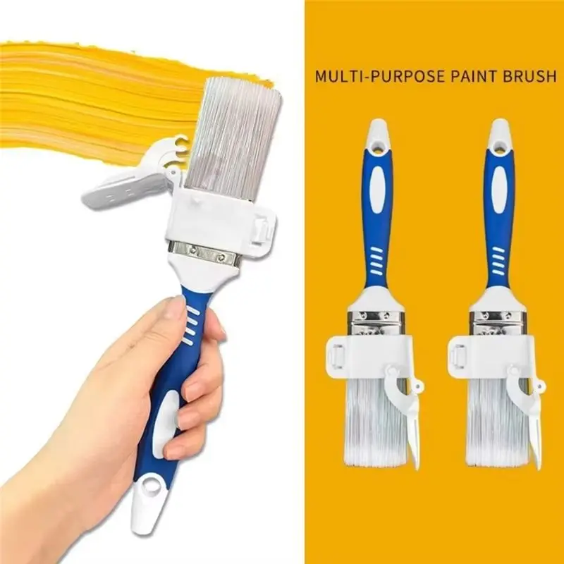 A23E-2Pcs Comfortable Handle Edging Color Separation Brush With Detachable Baffle Hanging Paint Brush