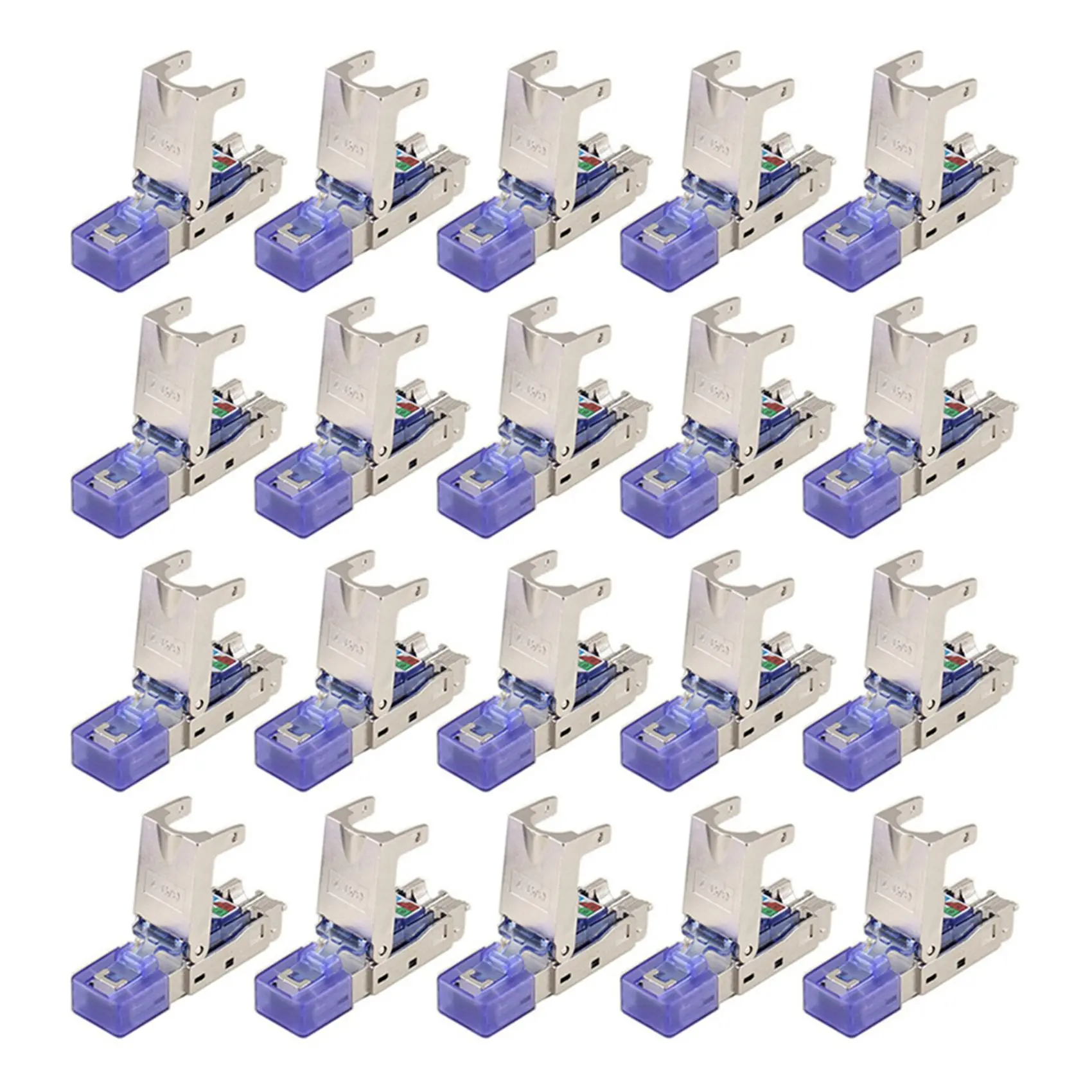 

20Pcs Cat7 Rj45 Connector Ethernet Plug Adapter Tool-Free Crimping Shielded Crystal Head Network Ethernet Cable Plug