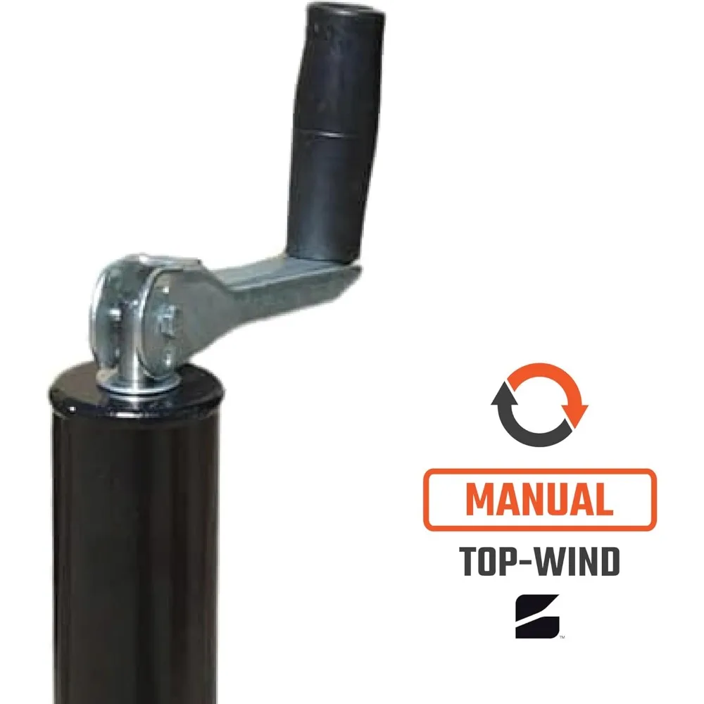 Manual 5000 lb Capacity Crank A-Frame Trailer Jack with Rectangular Footpad for RVs and Campers