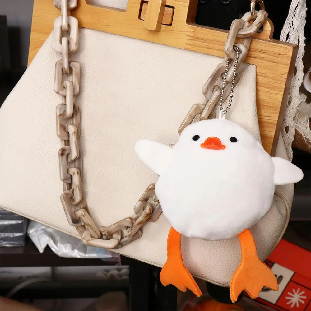 PP Cotton Motivating Duck Plush Toy Simulation Stuffed White Duck Pendant Fluffy Cartoon Plush Doll Pendant Backpack Decor