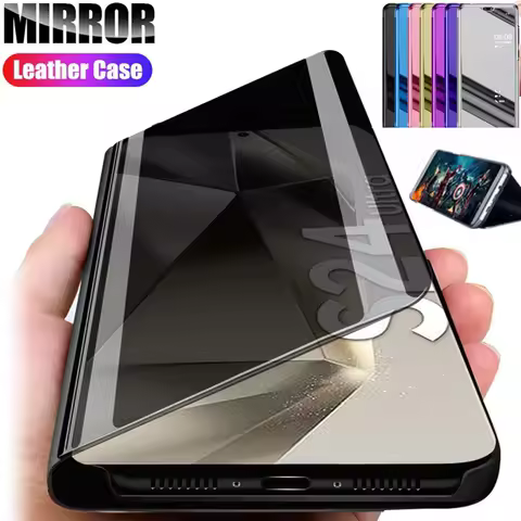 Luxury Case For Samsung Galaxy S25 S24 S23 S22 S21 Note 20 Ultra S20 Plus S23 S21 FE 5G Mirror Leather Smart Flip Suppor Cover
