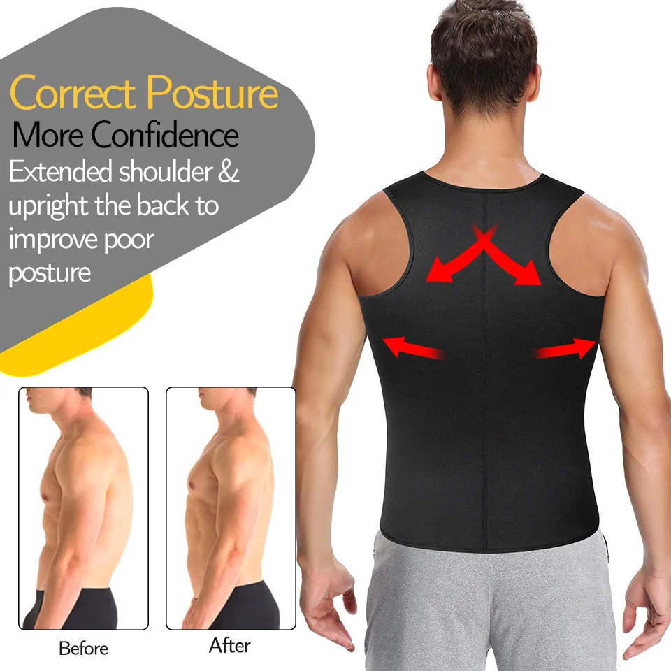 European and American version of neoprene sweat suit men\'s waist training vest waist seal fitness sweat adjustable shapewear