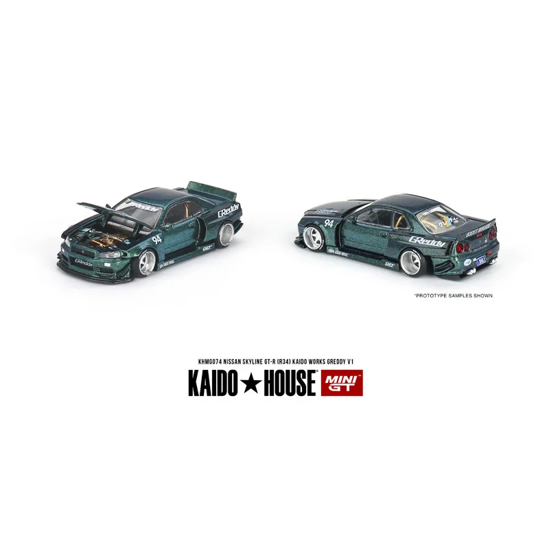 KAIDO HOUSE MINI GT #74  open cover 1:64   Nissan R34 Skyline GT-R Die-cast alloy car model