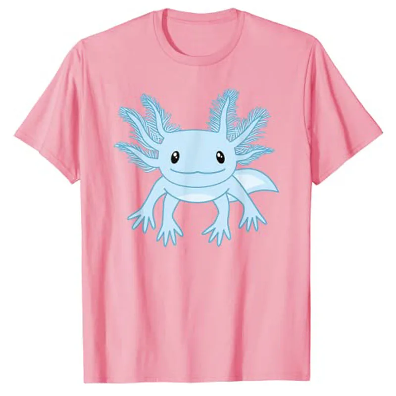 Funny Gamesolotl Kawaii Axolotl Video Games Gaming Anime T-Shirt Cute Blue-Axolotl Cartoon Graphic Tee Tops Aesthetic Clothes