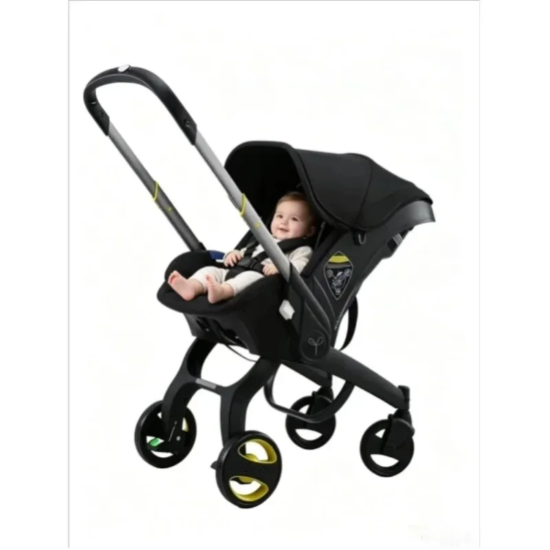 4-in-1 Vielseitiger Allzweck-Kinderwagen, Platzsparender Kompakter Faltbarer Robuster Rahmen, Mehrfach Verstellbarer Weicher Polstersitz, Stoßdämpfende Verschleißfeste Räder, Komfortables & Sicheres