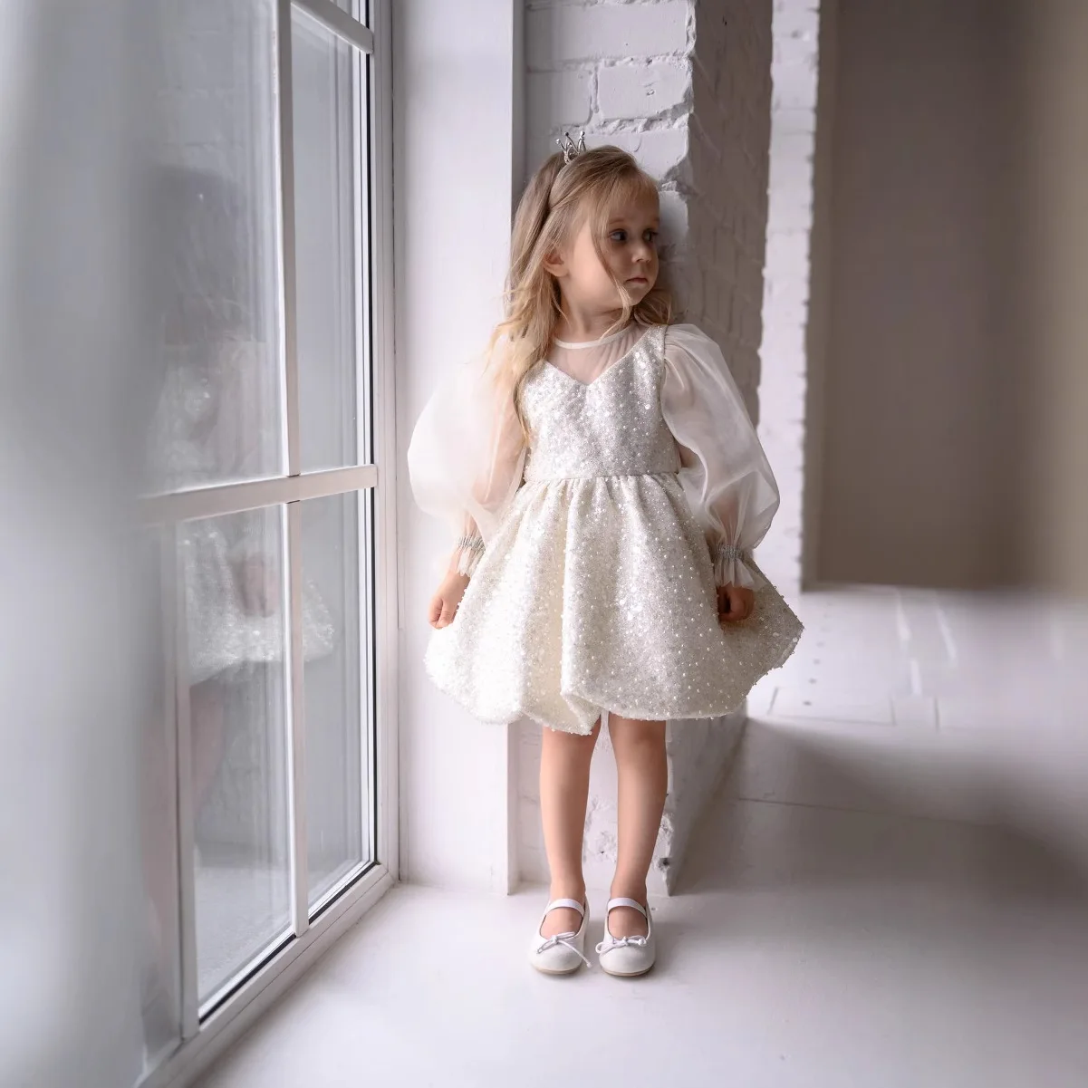 Flower girl dress children's dress girls princess first birthdaysequined catwalk wedding