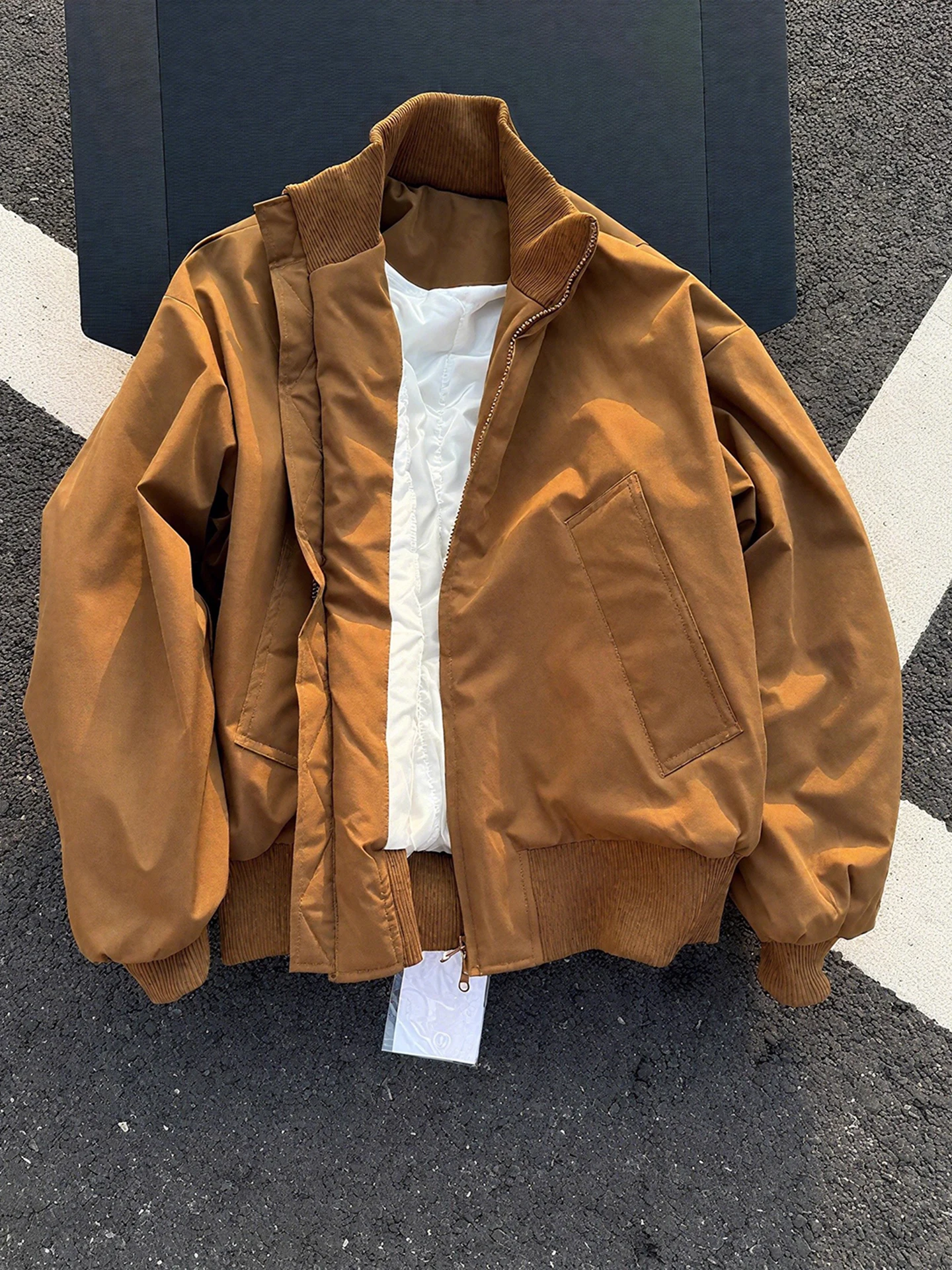 

American Sle ort Flight Jaet Cotton Coat Men's Winter Cotton-Padded Thi Warm Stand Collar ape Outerwear