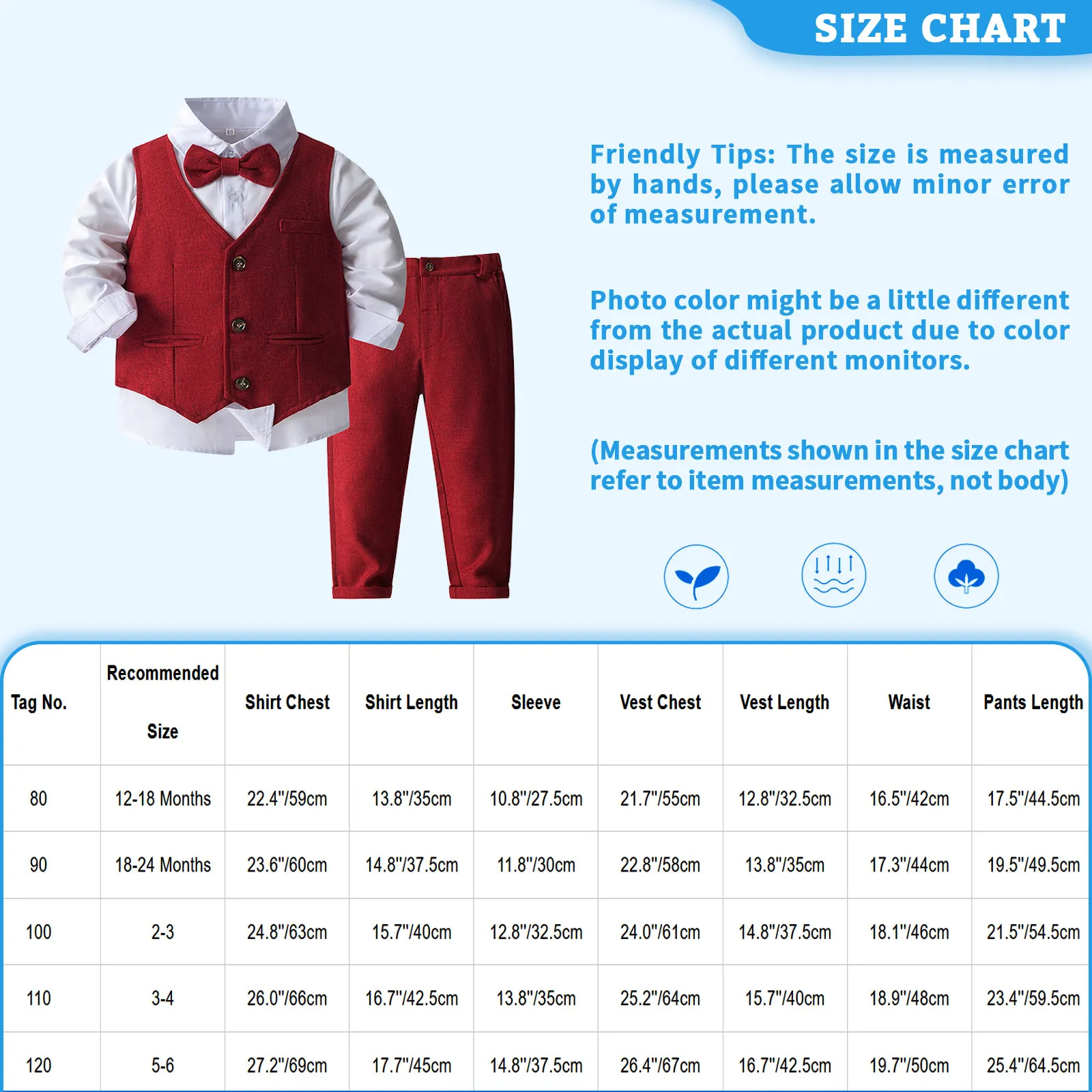 Kids Boys 4Pcs Formal Gentlemen Suit Long Sleeve Shirt with Vest Pants Bowtie for Birthday Wedding Christams Party Performance