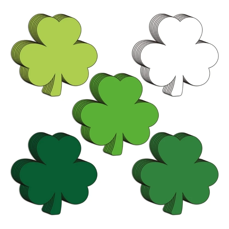 QX2B Patrick's Day Shamrock Cards Green Color Clovers Cards Decorative Cards Holiday Ornament Office School Supplies