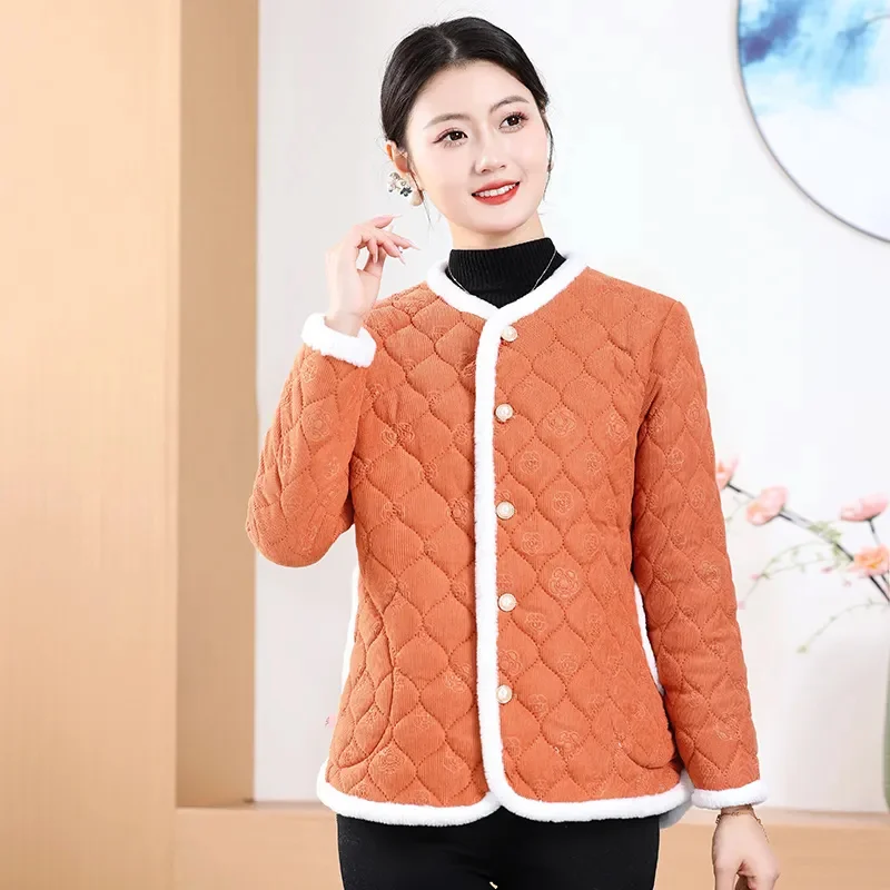 Middle-Aged And Elderly Cotton Clothing Coat NEW Autumn Winter Jacket Plus Velvet Thickening Warm Cotton-Padded Overcoat