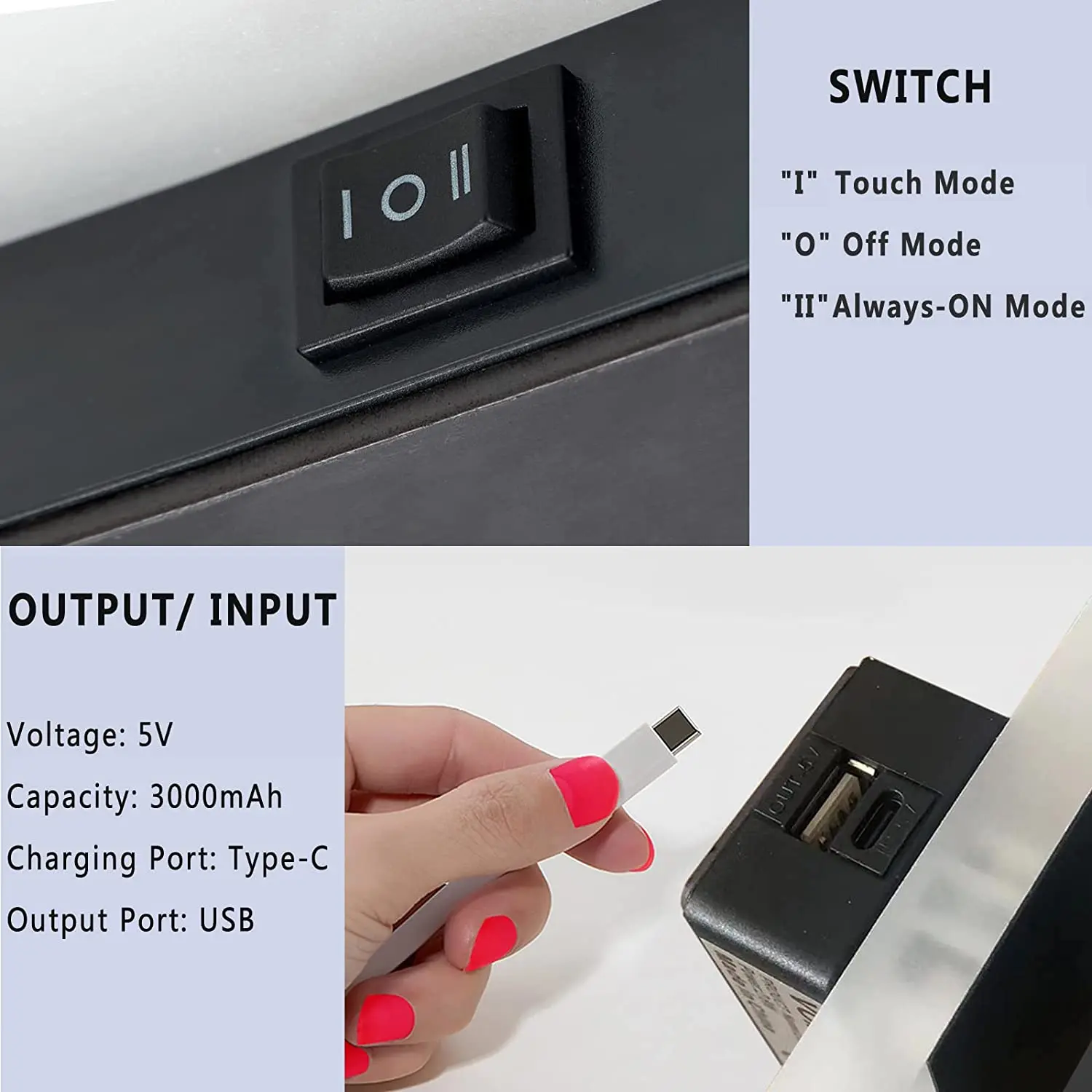 LED Motion Sensing Wall Lamp with Battery, Acrylic Lighting, Touch Switch, Modern Interior Decoration, Living Room and Bedroom