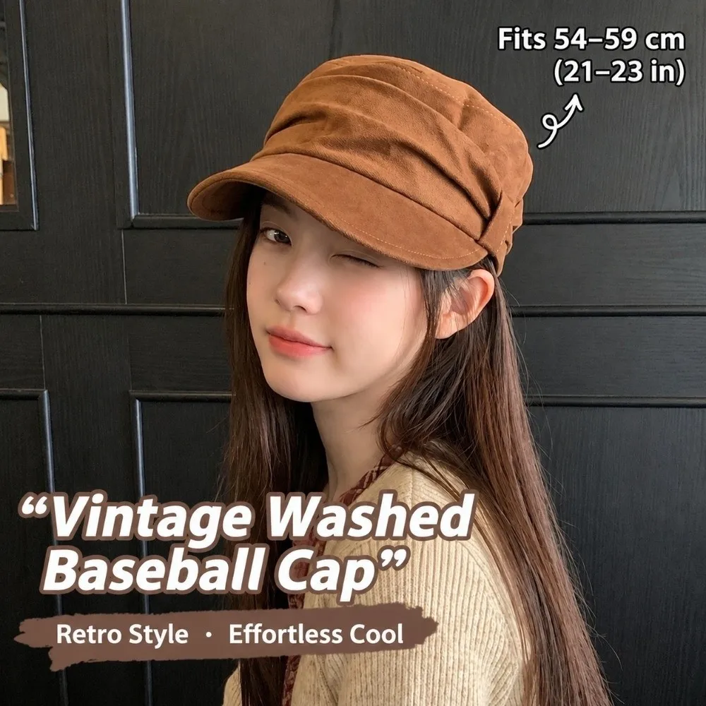 Warm Ruched Equestrian Hat Wind Resistant Adjustable Inner Band Japanese Minimalist Hat Large Head Size Suede Octagonal Cap