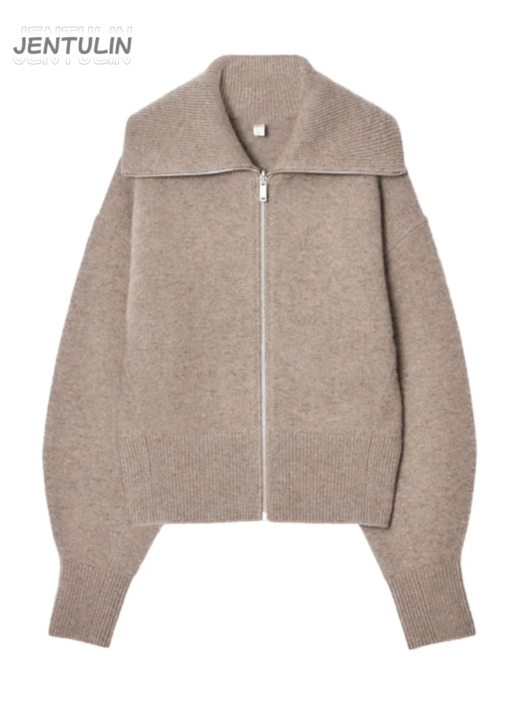 

Y2k Winter New Wool POLO Collar Style Of Ladies' Casual High Quality Standard Fit Simplicity Waist-Cinching knitted Pilot Jacket