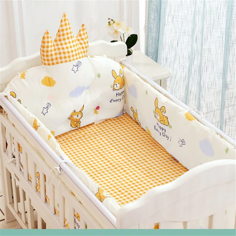 Fashion Printed Baby Bedding Kit Children Cotton Thickened Anti-collision Protect Bed Bumper Newborn Soft Breathable Bedding Set