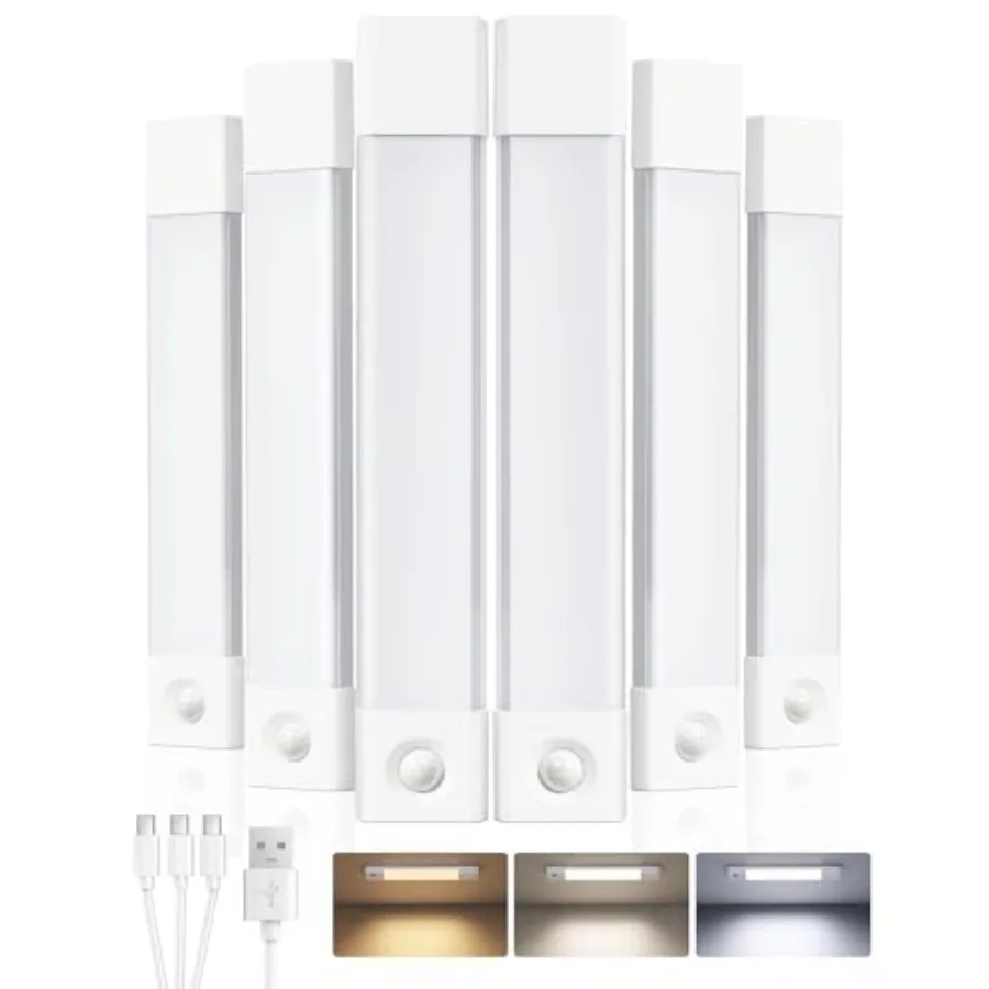 

Pack Under Cabinet Lighting Wireless Closet Lights 50 LED Rechargeable Motion Sensor Light Dimmable Color Temperatures 11.8 inc