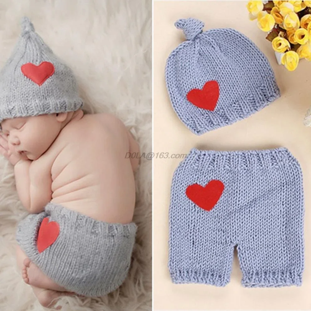 Baby Crochet Photography Props Newborn Photo Cool Boys Girls Costumes Infant Clothing Baby Hat Photography Props