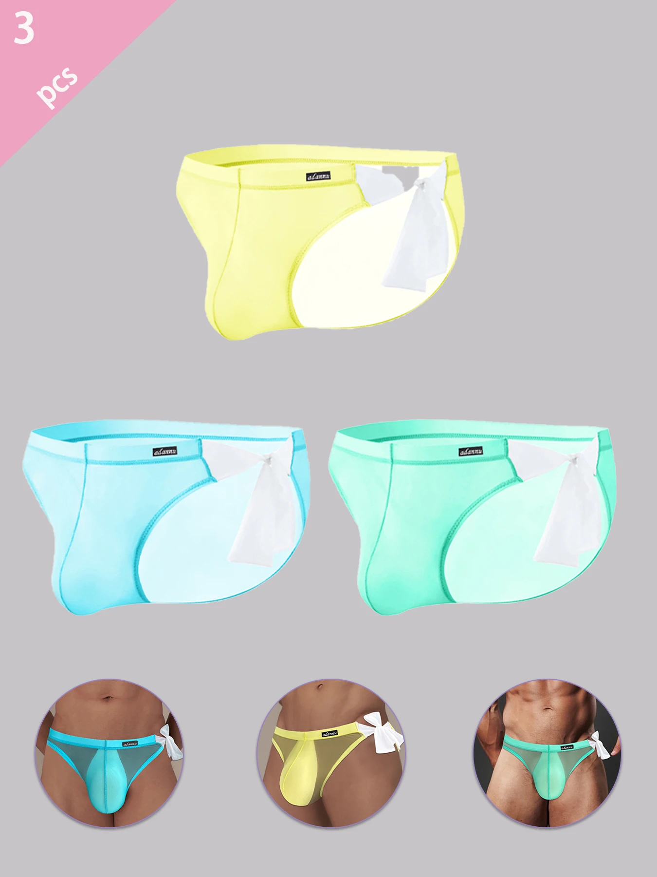 

Сексуальные мужские трусы с ремешками и низкой талией, мягкие мужские трусы из ледяного шелка, прозрачные U-образные выпуклые трусы, быстросохнущие мужские трусы