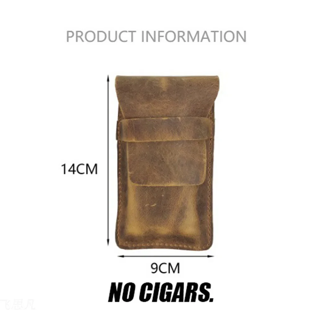 Leather Cigar Case Bag for 3 Cigars Smoking Accessories Travel Portable Elegant Cigar Box Gadgets for Men Gifts