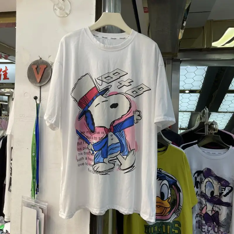 Snoopy Kawaii T-Shirt 200 Kg Large Edition European and American Short Sleeved T-Shirt Summer Cartoon Loose Snoopy T-Shirt